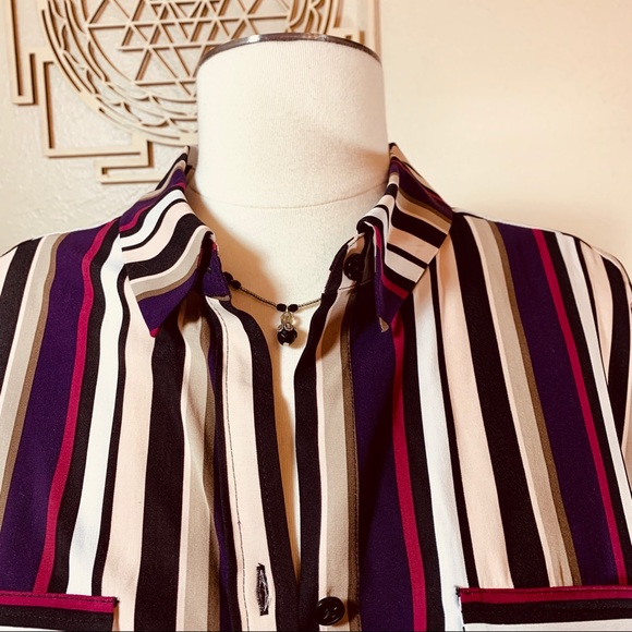 Chico’s Silky Soft Romantic Stripes Blouse - Picture 7 of 7
